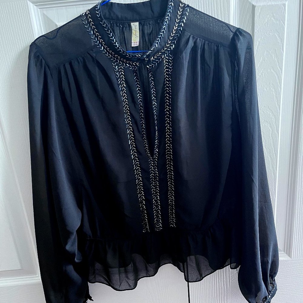 NWT Free People black blouse top shirt small